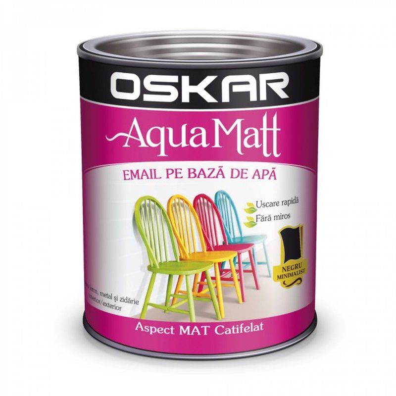 OSKAR Aqua Matt NEGRU minimalist, 0.6 l